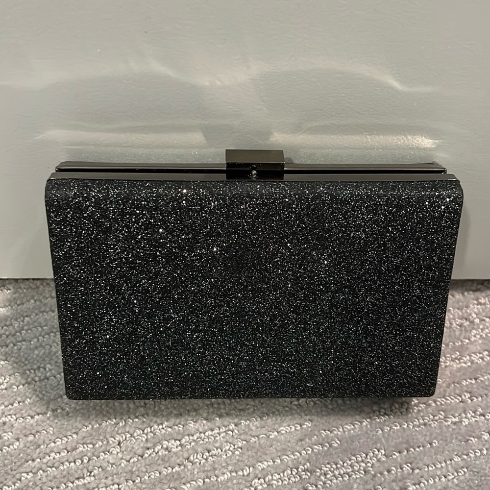Windsor Black Glitter Box Clutch